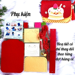 Phụ kiện làm túi đeo chéo dễ thương kèm móc chuông tua rua 12cm