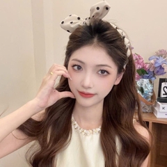 Bờm chấm bi nơ sóng chống trượt phong cách Hàn Quốc