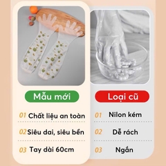 Bịch 5 đôi găng tay cao su pha nilon rửa bát siêu mỏng dai loại dài tiện dụng