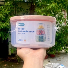 S4. Bộ 3 hộp thực phẩm tròn Hokori Việt Nhật 6528