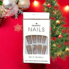 Bộ 12 móng tay giả đính hoa và đá Beautiful Nails LY-08 kèm keo dán