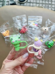 Sét 2 cái nắp đậy ống hút silicon nhiều hình dễ thương 3D