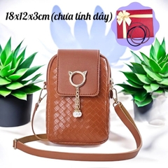 T10. Túi xách nữ đeo chéo thời trang hoạ tiết mèo ngọc trai