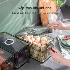 PT1.5 Hộp đựng thực phẩm tủ lạnh trong suốt có tay cầm và nắp 3,5L 24x13x13cm