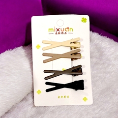 13.1 Set 4 kẹp tóc mái mỏ vịt hình chéo X dễ thương 4,5cm