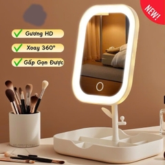 PN. Gương đèn led vuông cảm ứng 3 chế độ ánh sáng có khay đựng đồ