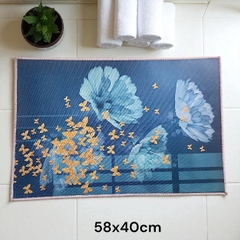 Thảm chân vải chữ nhật hoa 3D