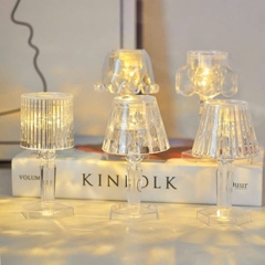 S4. Đèn ngủ để bàn pha lê nhựa dùng pin cúc áo (ánh sáng vàng) 11,5cm