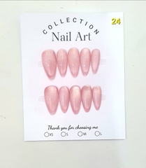 H03. Set 10 móng tay giả mắt mèo kèm keo và giũa móng