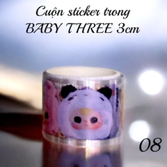 Cuộn sticker trong nhũ BABY THREE 3cm
