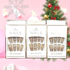 Bộ 12 móng tay giả đính hoa và đá Beautiful Nails LY-08 kèm keo dán