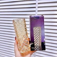 S3. Bình/lọ hoa thủy tinh vuông vàng 15,5cm