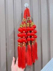 Dây Treo 3 Quả Lồng Đèn Tua Rua , Treo Tết Con Rắn 40cm