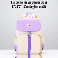 19.14.Balo học sinh phối màu 38*27*13Cm (Shop tặng kèm Pin)