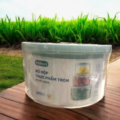 S4. Bộ 3 hộp thực phẩm tròn Hokori Việt Nhật 6528