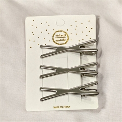 13.1 Set 4 kẹp tóc mái mỏ vịt hình chéo X dễ thương 4,5cm