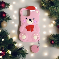 Ốp lưng điện thoại Gấu cute siêu xinh màu hồng cho Iphone