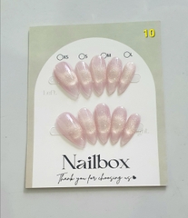 H03. Set 10 móng tay giả mắt mèo kèm keo và giũa móng