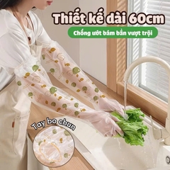 Bịch 5 đôi găng tay cao su pha nilon rửa bát siêu mỏng dai loại dài tiện dụng