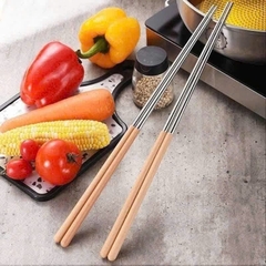 TB. Đôi đũa xào đầu inox 304 cán gỗ dài 40cm