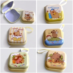 17.4 Hộp đựng tai nghe, phụ kiện khóa kéo 2 đầu họa tiết capybara 7*7*3cm