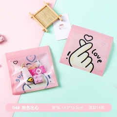 Sét 2 túi zip trong suốt phong cách ngôn ngữ bàn tay 13,5*13,5cm