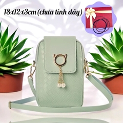 T10. Túi xách nữ đeo chéo thời trang hoạ tiết mèo ngọc trai