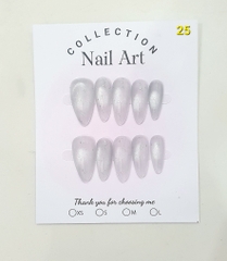 H03. Set 10 móng tay giả mắt mèo kèm keo và giũa móng