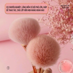 Cọ Trang Điểm Lông Mềm Phủ Phấn, Đánh Má Hồng Cán Dài Màu Đồng CD01