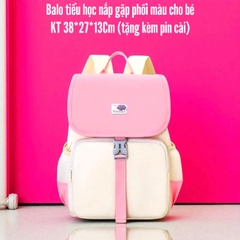 19.14.Balo học sinh phối màu 38*27*13Cm (Shop tặng kèm Pin)