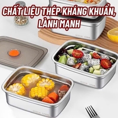 S4. Hộp Lạnh Inox Nắp Cam 1200ml (19x13,5cm)