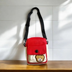 T10. Túi vải canvas đeo chéo họa tiết gấu 12,5*16,5*4,5cm