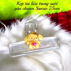 Kẹp tài liệu trong suốt gắn charm Sanrio 7,5cm