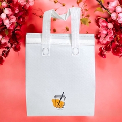19.12. Túi giữ nhiệt 2 lớp miệng gấp họa tiết hoa 21x25x12cm