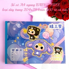 Sổ vẽ A4 ngang BABY THREE  loại dày trang 204x284mm