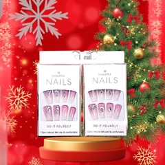 Bộ 12 móng tay giả đính hoa và đá Beautiful Nails LY-08 kèm keo dán