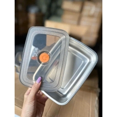 S4. Hộp Lạnh Inox Nắp Cam 1200ml (19x13,5cm)