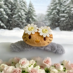 T6. Kẹp tóc càng cua lông mèo Hello Kitty dễ thương 12cm