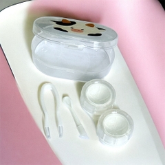 17.4 Hộp đựng lens trong suốt kèm dụng cụ họa tiết hoạt hình