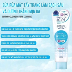 Sữa Rửa Mặt & Tẩy Trang Dưỡng Ẩm Ngăn Ngừa Lão Hóa Da Kosé Softymo 2in1 190g