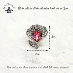 Ghim cài áo đính đá mini hình vỏ sò 2x2cm