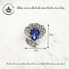 Ghim cài áo đính đá mini hình vỏ sò 2x2cm