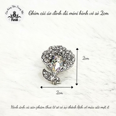 Ghim cài áo đính đá mini hình vỏ sò 2x2cm