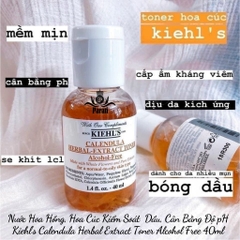 Nước Hoa Hồng, Hoa Cúc Kiểm Soát  Dầu, Cân Bằng pH Kiehl's Calendula Herbal Extract Toner Alcohol Free40ml