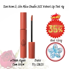 16.3 Son Kem Lì, Lên Màu Chuẩn 3CE Velvet Lip Tint 4g
