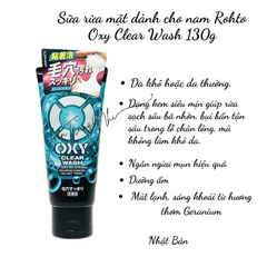 Sữa rửa mặt làm sạch dưỡng ẩm, ngăn ngừa mụn cho nam Rohto Oxy Wash 130g
