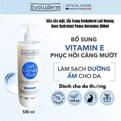 Sữa rửa mặt, tẩy trang hàng ngày cho da thường Evoluderm 500ml (3068)