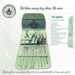 Bộ bấm móng tay chân 16 món màu xanh lá