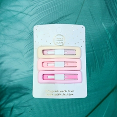 13.1 Sét 3 Kẹp Tim Sao Dài Trắng Hồng