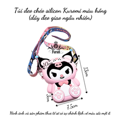 HLK Túi đeo chéo silicon Kuromi màu hồng (dây đeo giao ngẫu nhiên)